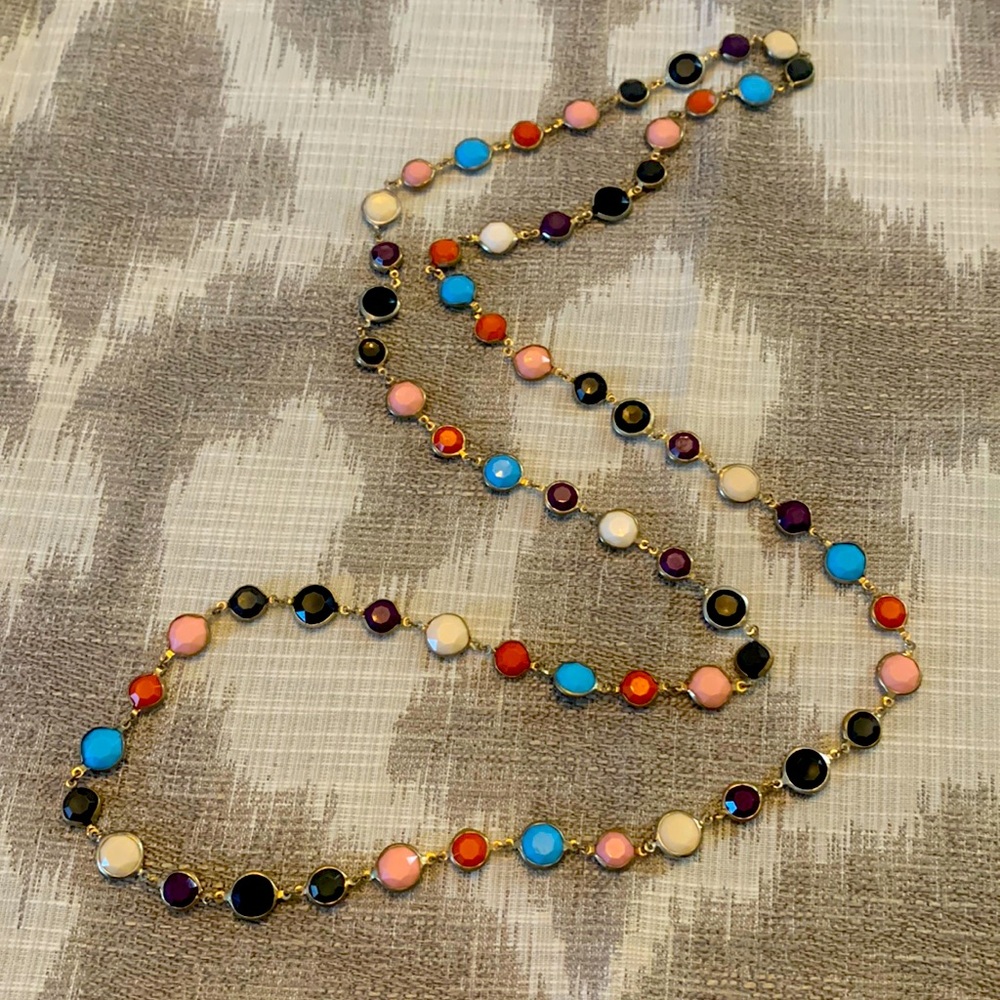 Long multi color beaded necklace